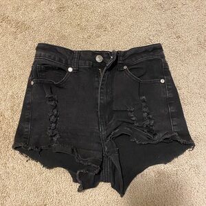 Fashion Nova Black Distressed Jean Shorts
